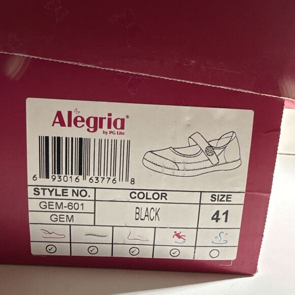 Alegria Women's Gem Black & White Shoes Size 11 Wide Mary Jane Style Soft Upper - Picture 10 of 12